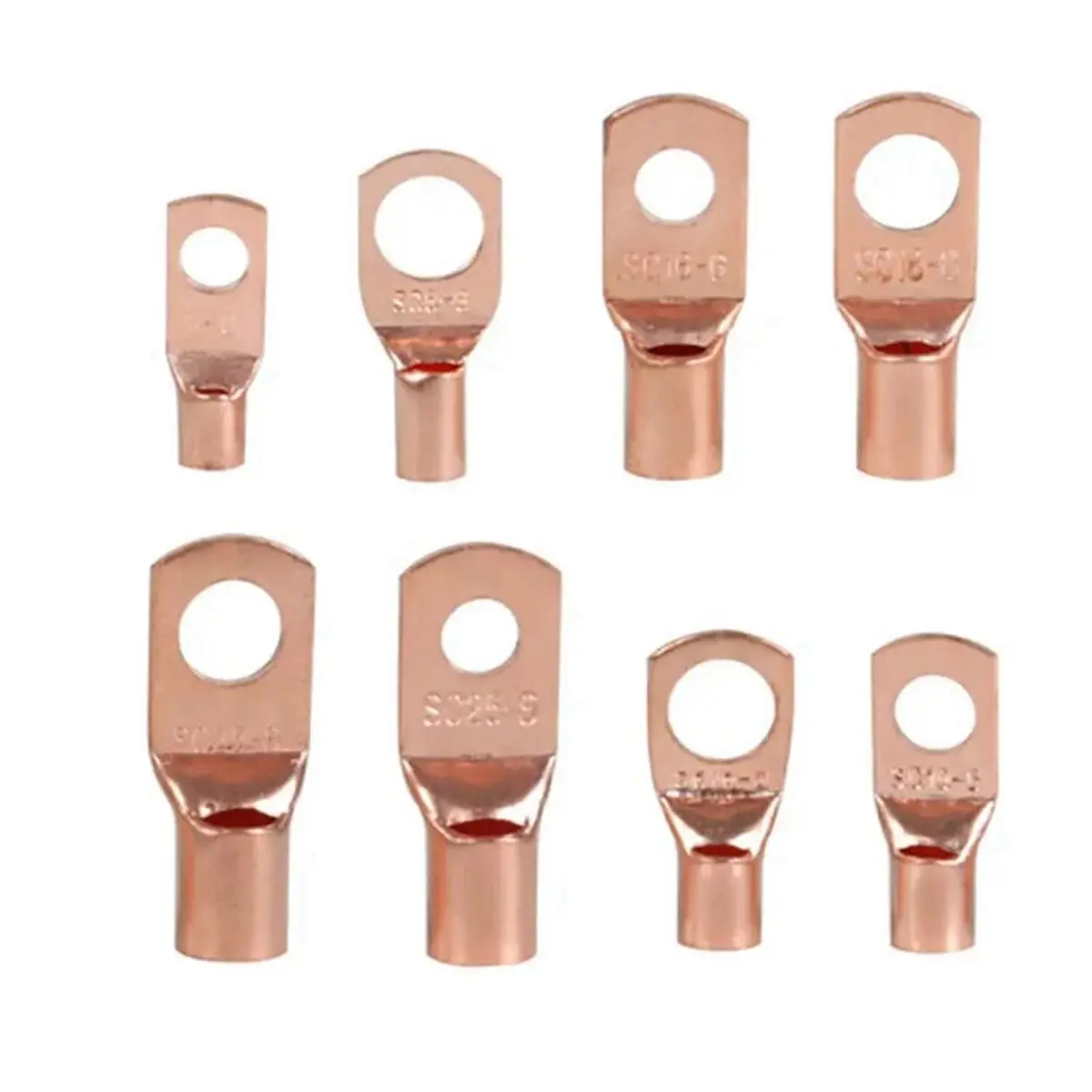 SDFC 280pcs Wire Lug Connector Ring SC6-25 Copper Connectors Bare Cable Electric Crimp Terminal Connector Kit