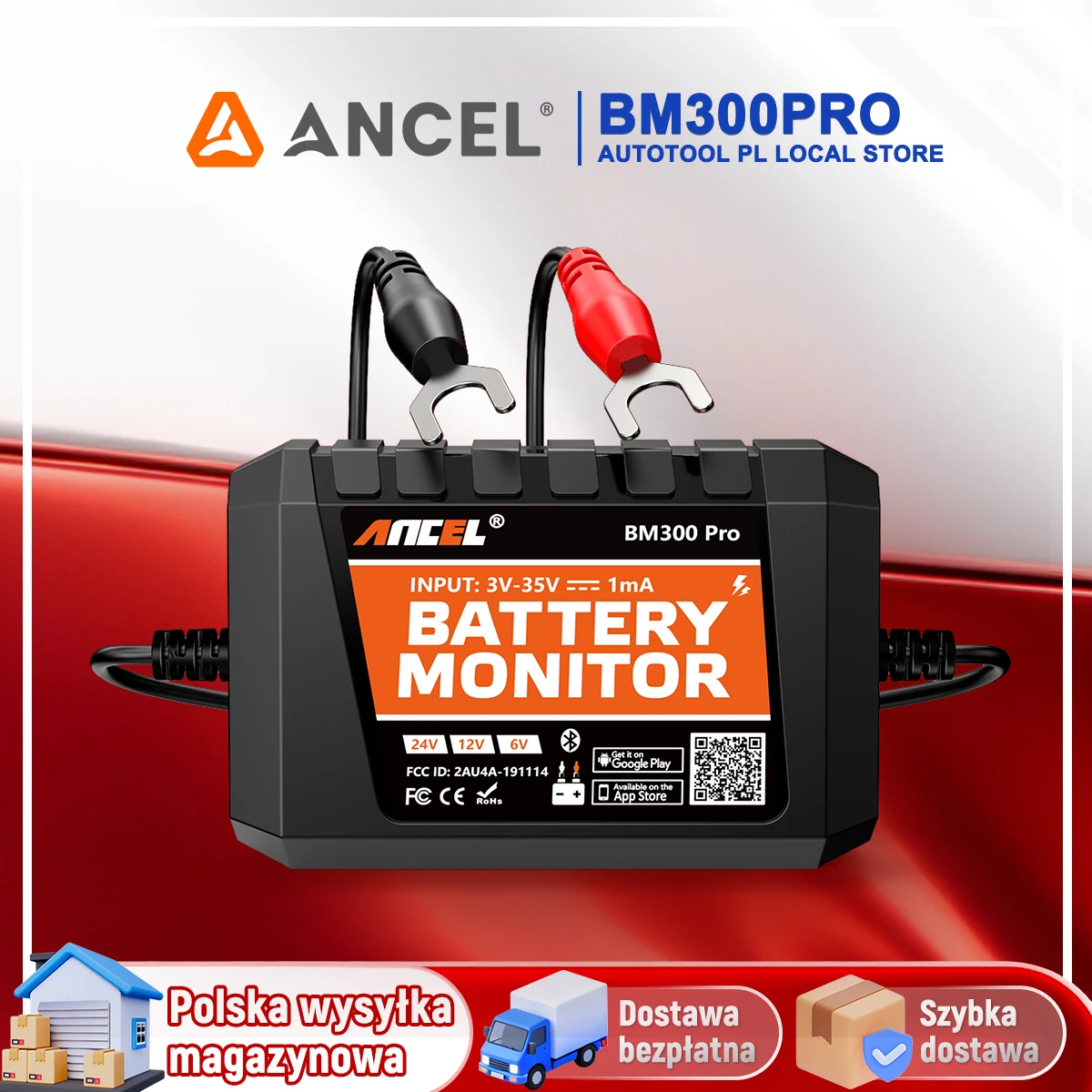 ANCEL BM300 Pro Testeur de Batterie Automobile Moniteur de Batterie 6V 12V 24V Analyseur d'État de Batterie SOC Test de Système de Charge et de Démarrage iOS Android