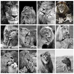 GATYZTORY Oil Paint By Numbers Black And White Lions Adults Crafts Acrylic Paints Picture Painting On Canvas Diy Gift Home Decor