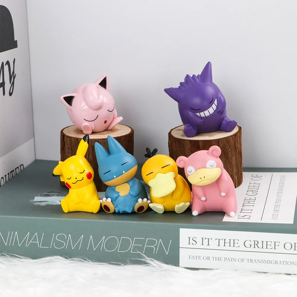 5-6 قطع من مجموعة شخصيات البوكيمون Gengar Togepi Piplup، نموذج PVC لطيف مع صندوق لمجموعة هدايا تزيين سطح المكتب