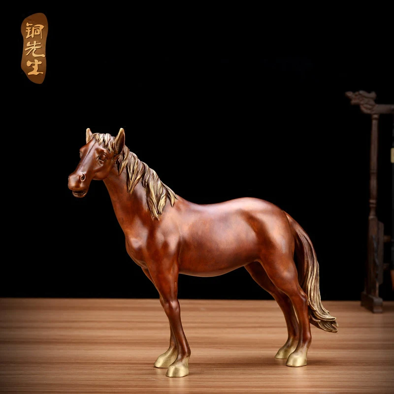 BEST GIFT -home LIVING ROOM OFFICE ART Decor 32CM LARGE success RETRO HORSE FENG SHUI bronze statue sculpture