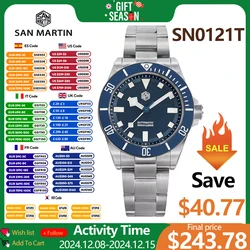 San Martin SN0121T reloj de buceo de titanio NH35 relojes de movimiento automático Grade2 titanio 120 clic impermeable 300m reloj de pulsera