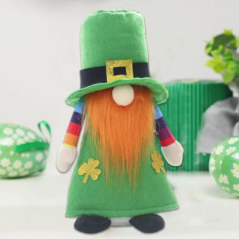 St Patricks Gnomes Plush St.Patrick's Day Elf Plush Doll Gnome Decorations Clover Ornament Faceless Festival Lucky Leprechaun