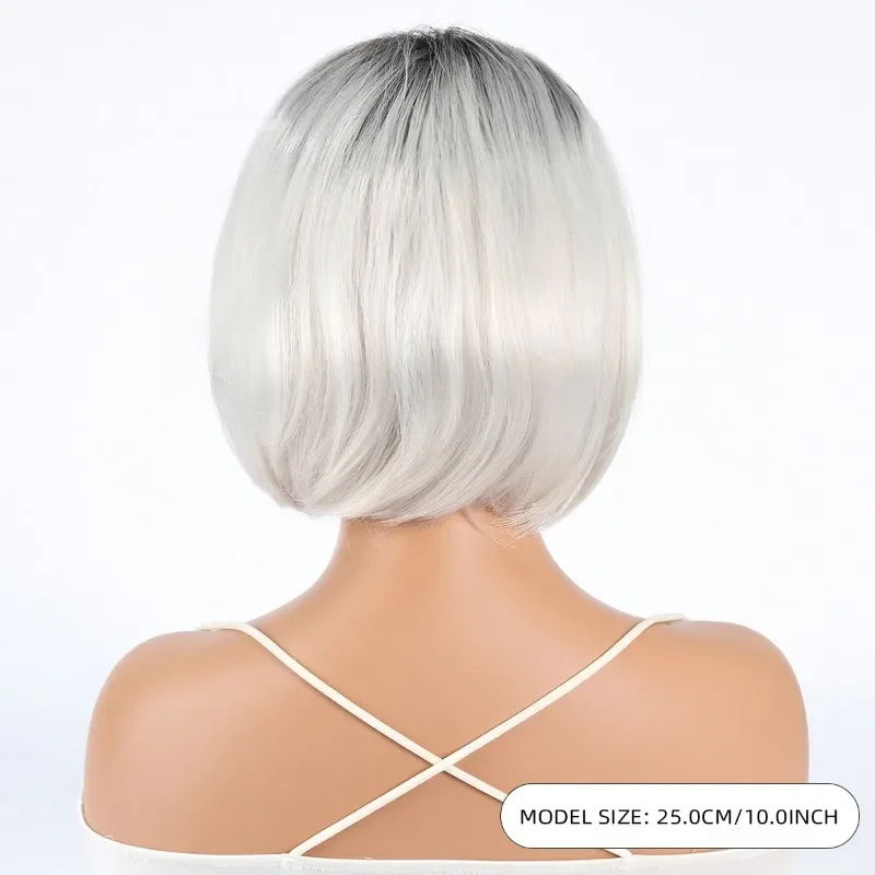 Señora simulación Bob corte de pelo mujer combinación diaria sombreros gradiente pelo corto bola vestir sombreros cubrir tu cara pelo liso