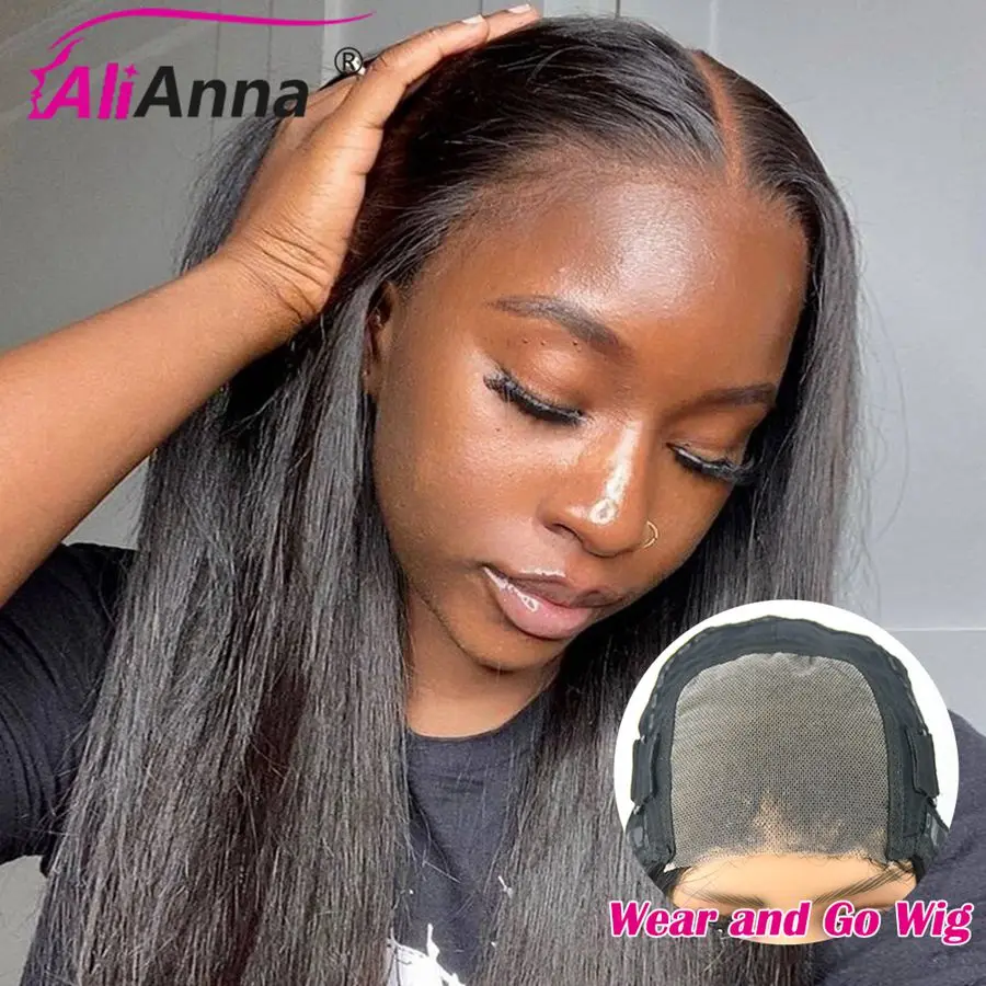 24 26 28 inch Wear And Go Glueless Human Hair Wigs for Women Ready To Wear Brazilian Straight Pre Cut Lace 4x4 Closure Wig