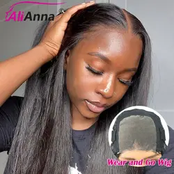 24 26 28 inch Wear And Go Glueless Human Hair Wigs for Women Ready To Wear Brazilian Straight Pre Cut Lace 4x4 Closure Wig