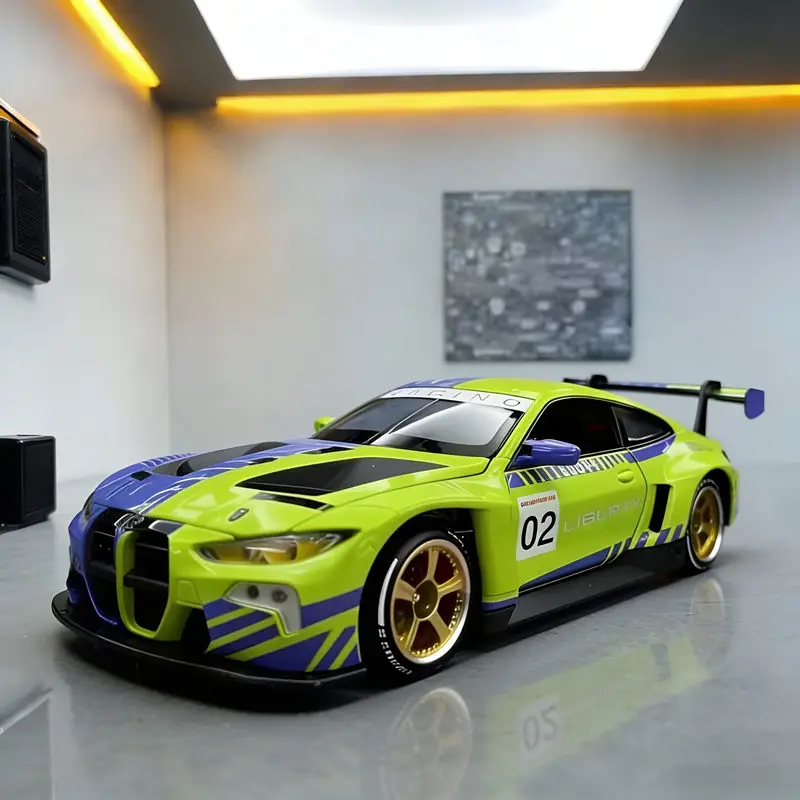 

1:24 BMW M4 GT3 Alloy Sports Car Model Diecasts Metal Racing Car Vehicles Model Simulation Sound Light Collection Kids Toys Gift