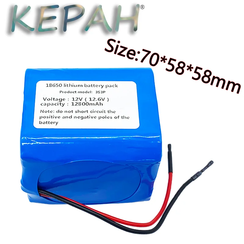 QB18650 3S3P 12V 12800mAh QB 18650 LI-ION battery pack with PCB (3-6A) with lead wires