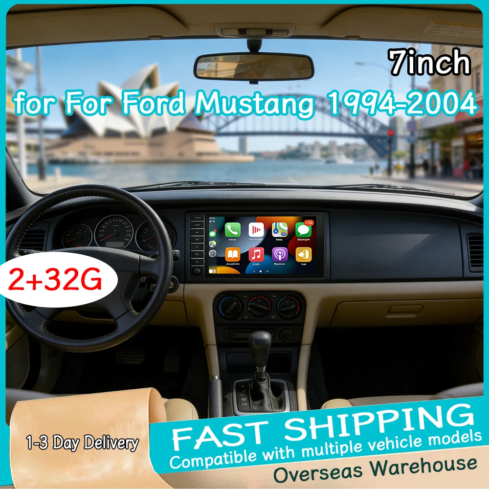 7inch 2+32G Car Stereo Radio GPS Navigation for For Ford Mustang 1994-2004 Android15 with Carplay Android Auto WiFi Bluetooth