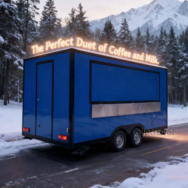 

New Design Fully Loaded Bubble Tea Food Truck Soft Cold Drink Milkshakes Food Cart On Wheels Coffee