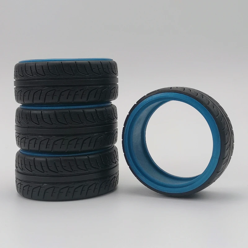 4pcs 1/10 Scale RC Car Drift On Road Touring Hard Plastic Tires Tyres with Soft Insert Model Hobby