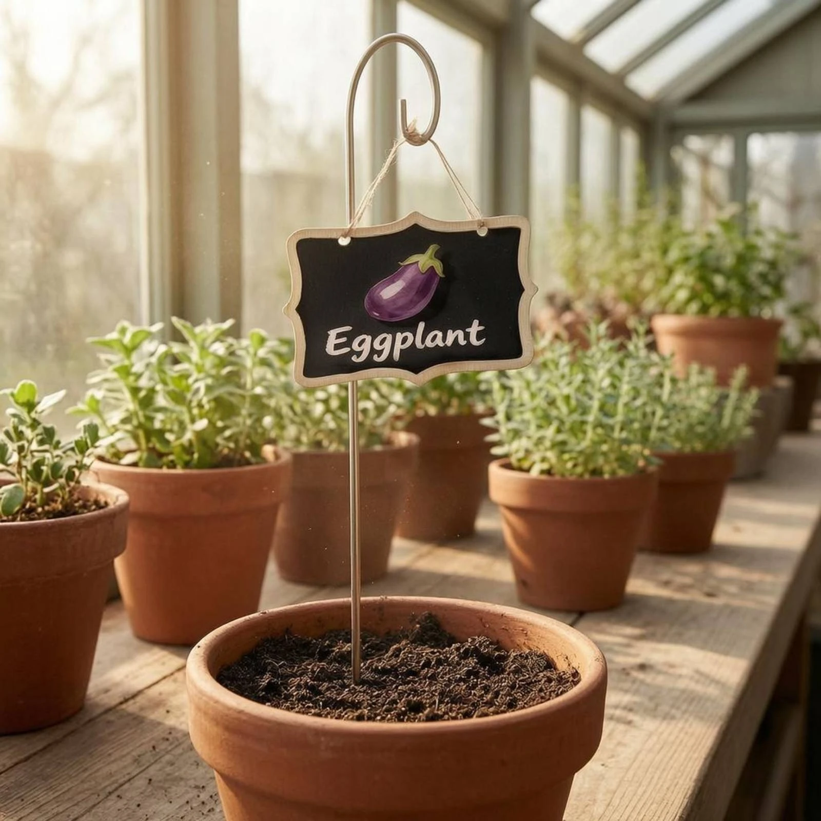 Blackboard Plant Tags Galvanized Wooden Plant Tags Metal Garden Stakes Marker Pen Reusable Garden Sign for Potting Bench