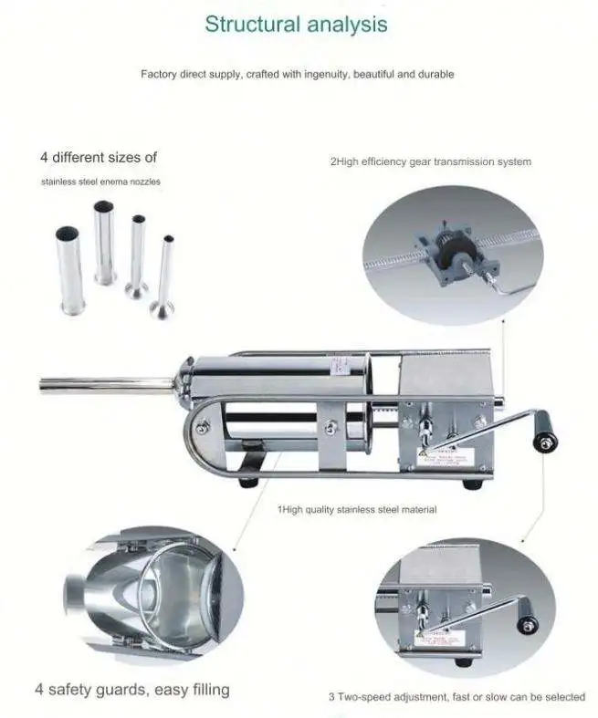 7L Horizontal Stainless Steel Sausage Stuffer for Hotel Restaurant Home Kitchen Meat Processing Latin Fried Dough Stick Machine view 6