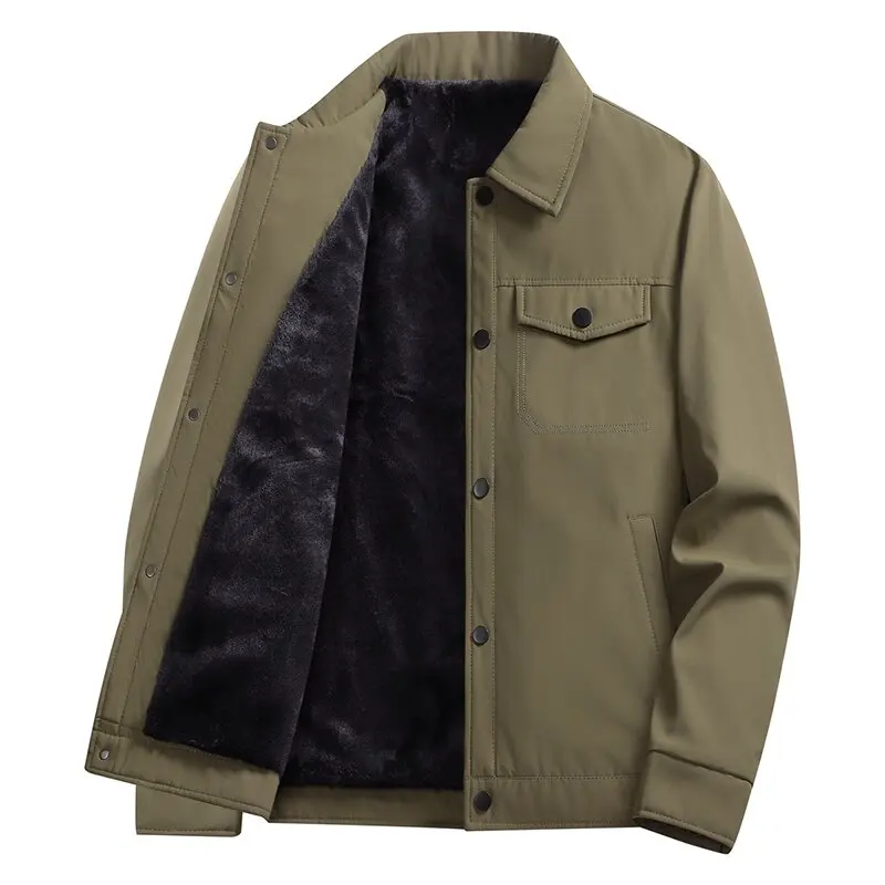 

Autumn and Winter New Fashion Solid Color American Retro Thickened Warm Jacket Men's Casual Loose Sports Large Size Coat M-8XL