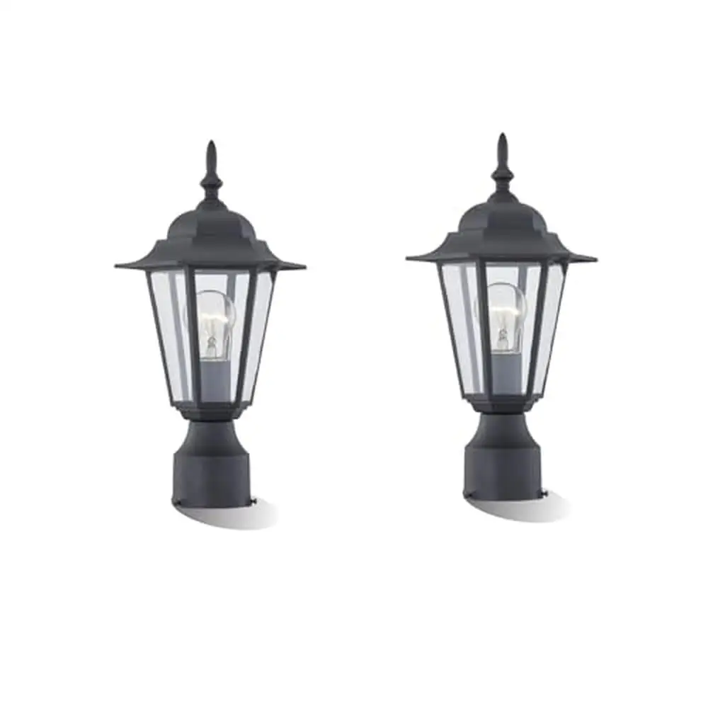 

Outdoor Post Light Pole Lantern Set of 2 E26 Base 60W Max Aluminum Housing Glass Wet Location ETL Rated Bulbs not Included