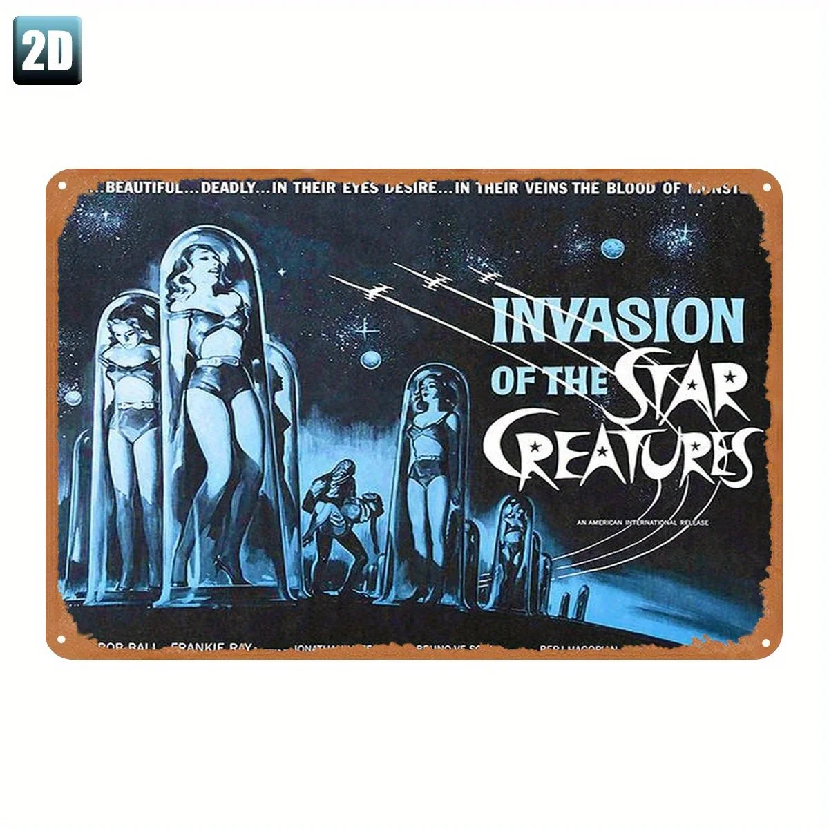 Invasion of the Star Creatures Metal Sign -  Retro Sci-Fi Art Wall Decor, Durable Lead Plate Vintage Space Theme for Indoor, Bar