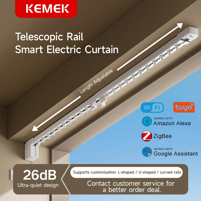 Extendable Motorized Curtain Track With App Remote Control For Telescopic Rails Electric Curtain Rail