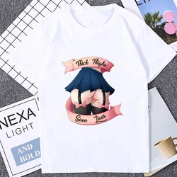 Thick Thighs Save Lives Funny Tshirt Hentai Anime Aesthetic T Shirt Harajuku Manga H Creativity Otaku Tshirt Babe Waifu Clothing