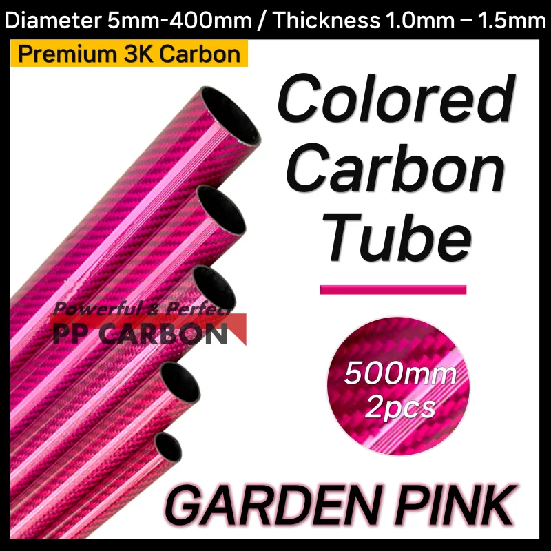 2pcs/lot Colored Carbon Fiber Tube 500mm for RC Airplane Parts 3K Carbon Tube Garden Pink for Drone Accessories OD 6-30mm