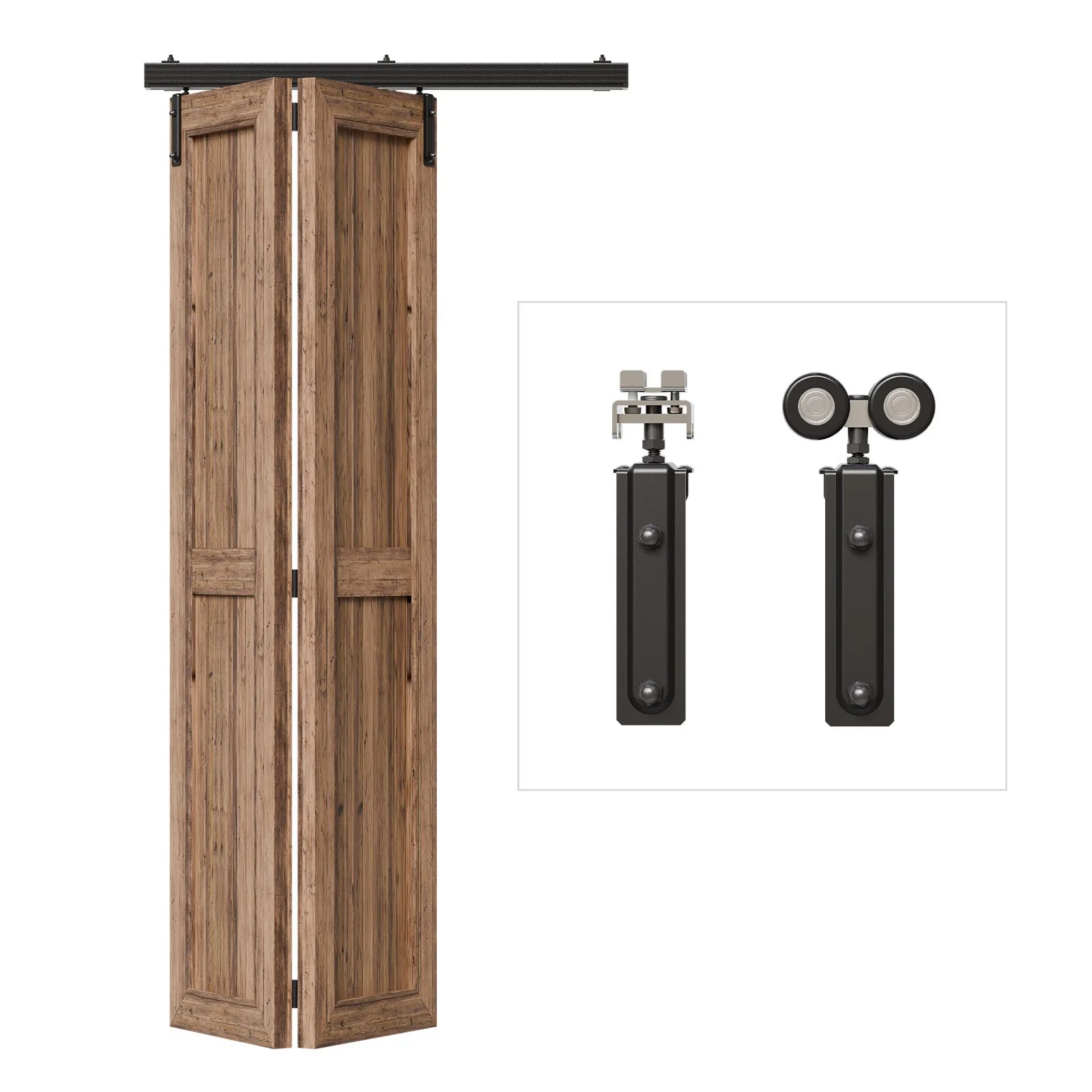 

Wall-Mounted Box Rail Folding Door Hardware Kit - Sliding Barn Door Track