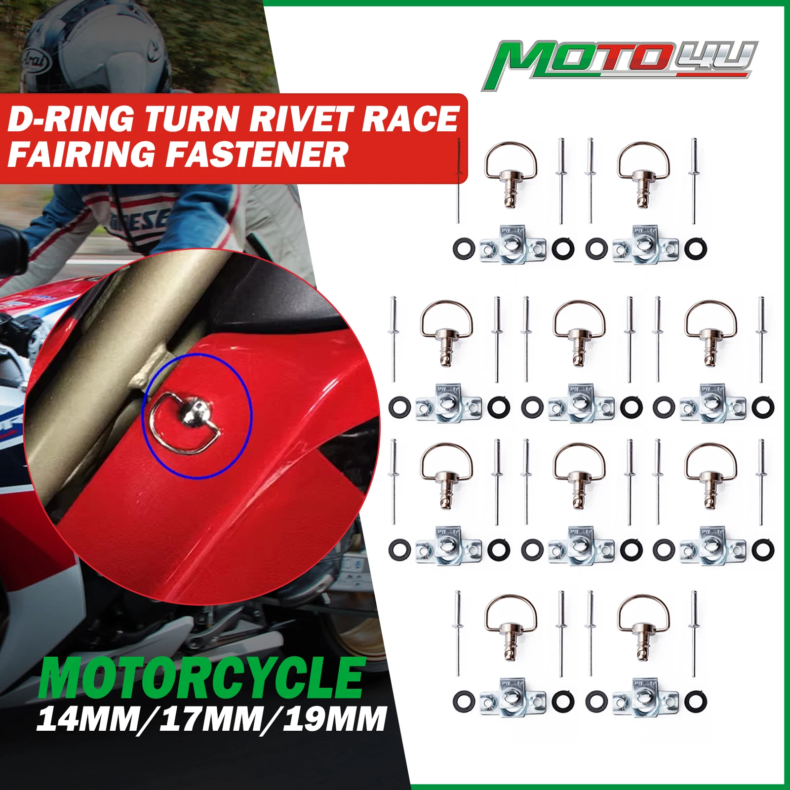 Universal Quick Release D-ring Turn Rivet Race Fairing Fastener 14MM/17MM/19MM For Honda For Yamaha For Suzuki For BMW