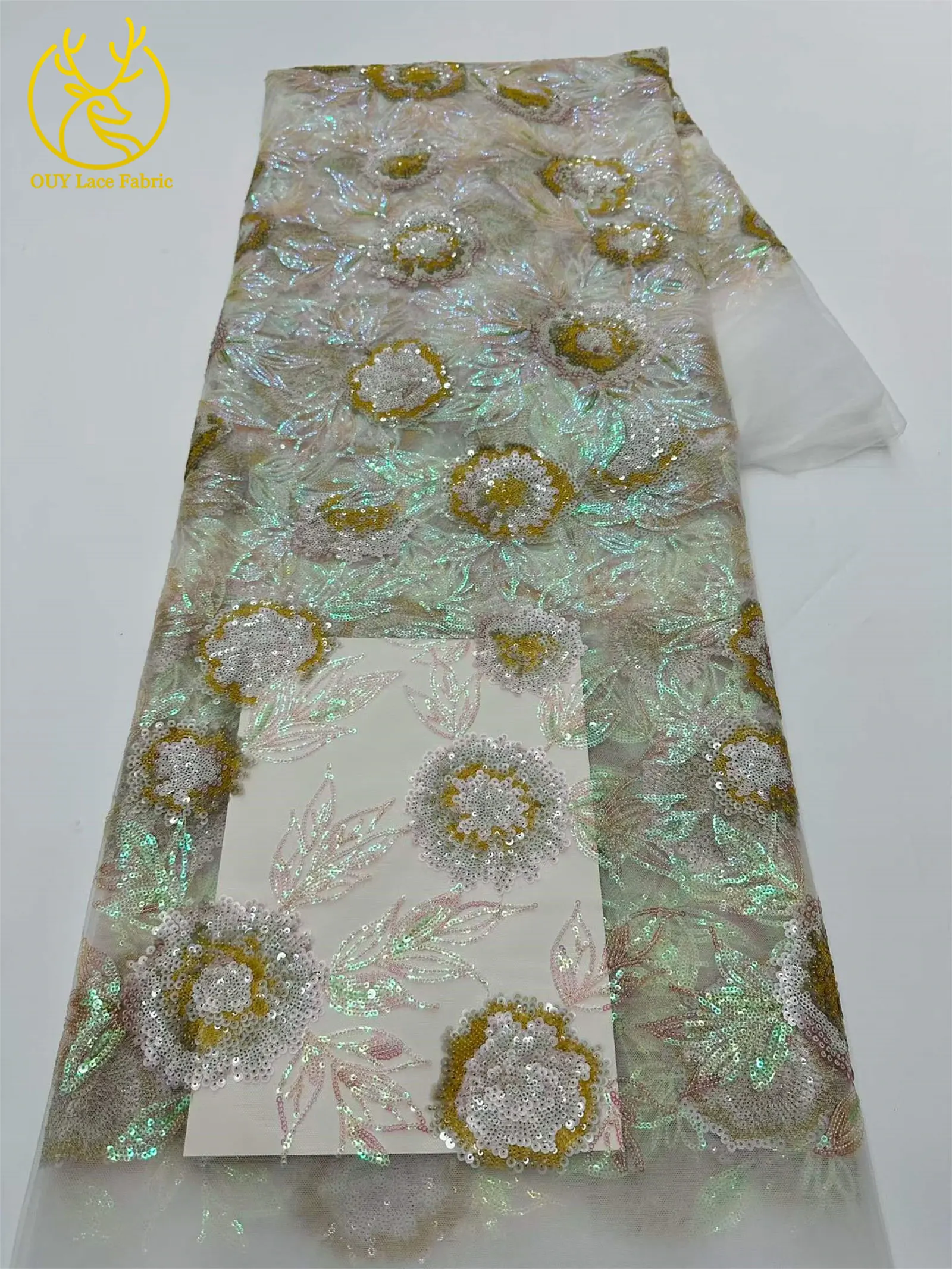 Luxuriöser afrikanischer Spitzenstoff 2026, schwarzer nigerianischer Spitzenstoff mit Perlen und Pailletten für Damen, elegantes Partykleid, Nähzubehör, 5 Yards – Detail 21