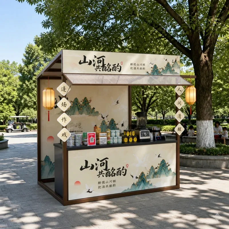 For Outdoor Market Activity Snack Stall Display Rack Ancient Style Street Vendor Shelf Scenic Town Ground Marketing Stand