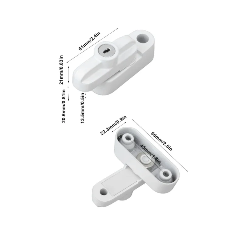 External Window Lock Catch Aluminum Alloy Anti Theft Flat Window Buckle Lock For Single Double Windows (White Black)