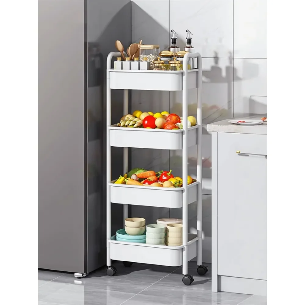 

Multifunctional Kitchen Storage Rack Trolley With Wheels, 3 Layer Spice Utensil Food Organizer Home Accessory