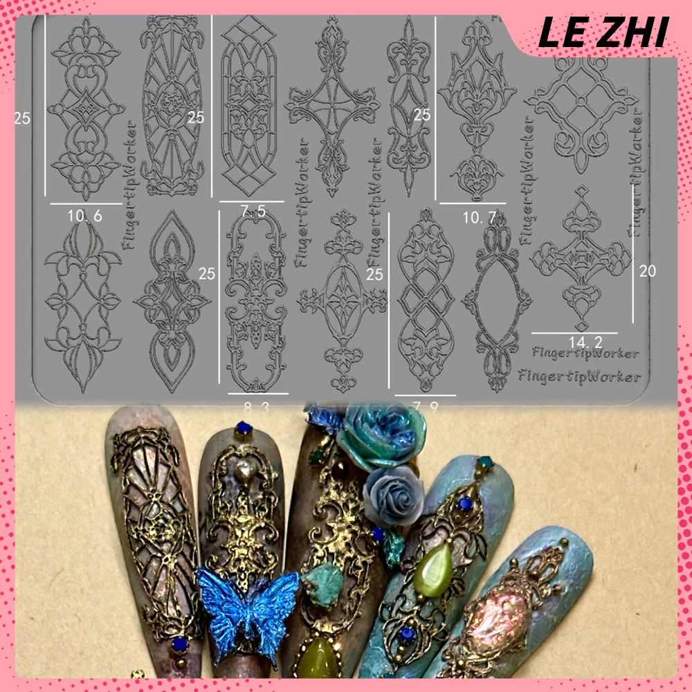 

1Pcs European Style Vintage Window Decoration Nail Art Template Mold Classical Elegant Diy Design Manicure Mold Accessories