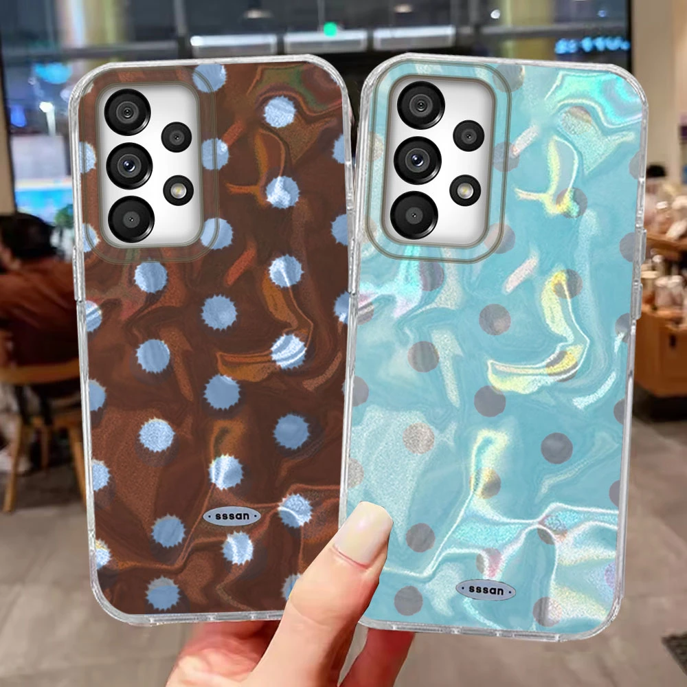 Ins Braun Rosa Polka Dots Mädchen Für Samsung Galaxy A53 A57 A07 A17 A26 A56 Telefon Fall A55 A25 A35 A54 A16 A15 A13 A36 A12 Abdeckung