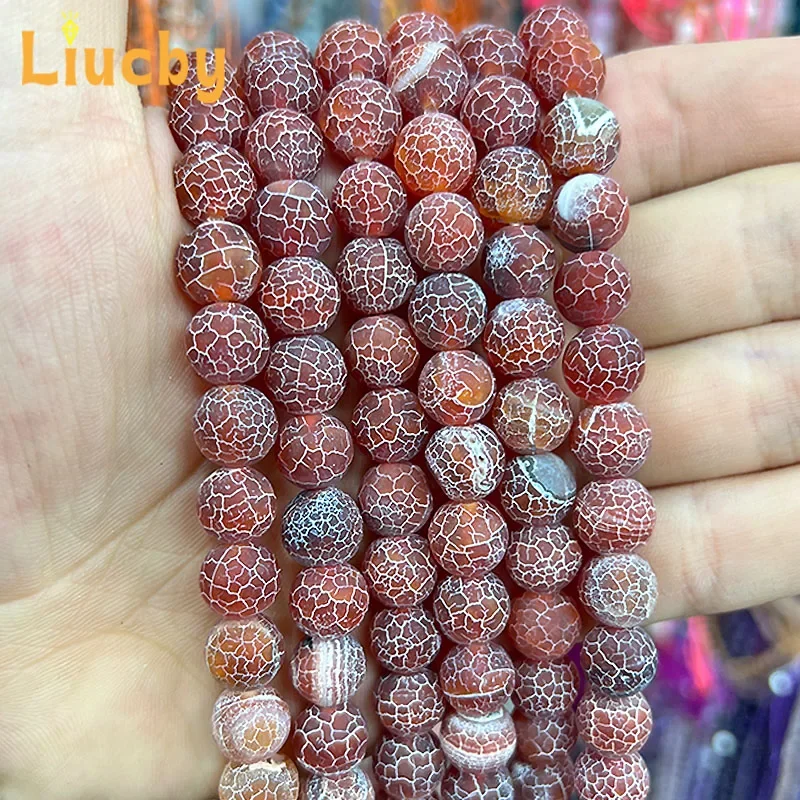 Quarzit, rissiges, rötliches Achat, geeignet für die Schmuckherstellung, DIY, Retro-Ohrstecker, Armbänder, Ohrringe, Accessoires, 15 Stränge, 6/8/10 mm. – Detail 2