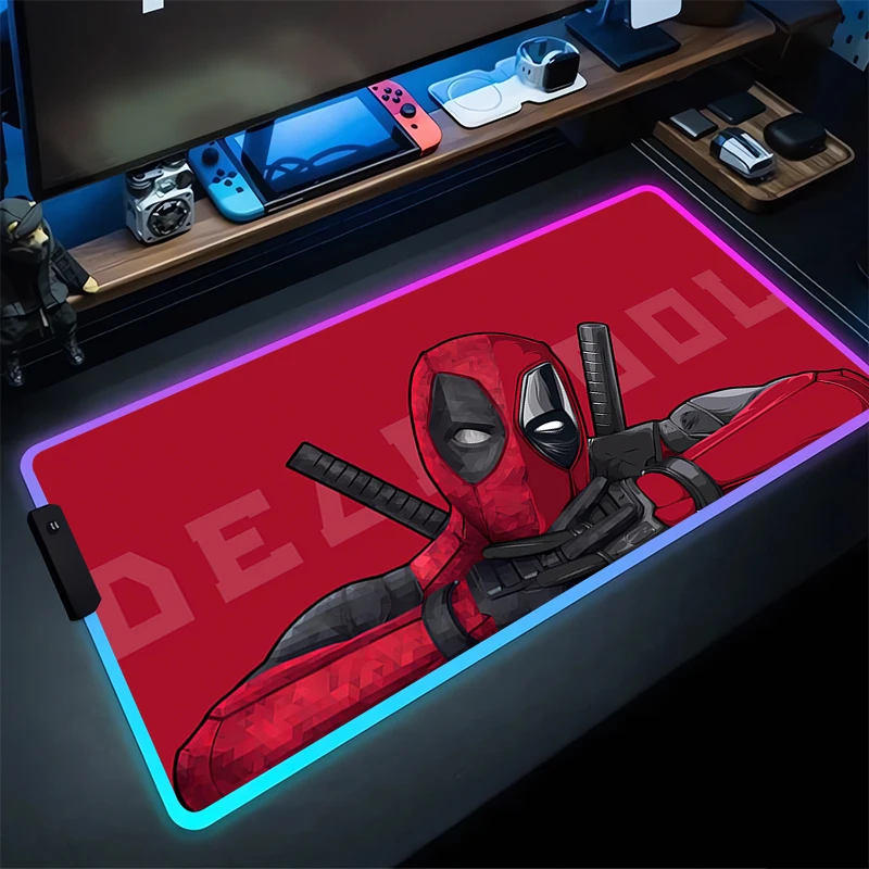 deadpool kawaii mouse pad led portatil marvel anime estendido teclado tapete rgb 900x400 mousepad computador xxl gamer gabinete tapete de mesa 01