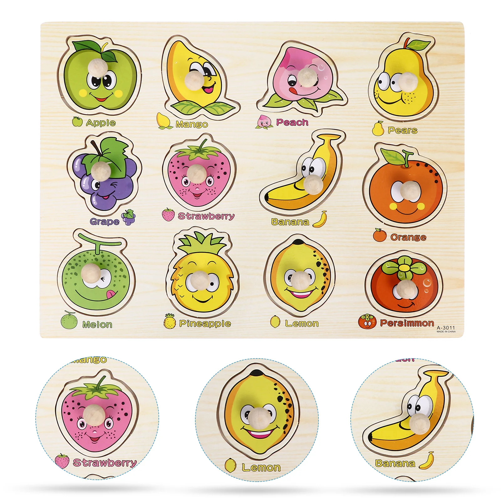 1 Set 1 Set Holzfrüchte Puzzle Holzpuzzle Lernspielzeug Kinderpuzzlespiel Frühes Lernpuzzles