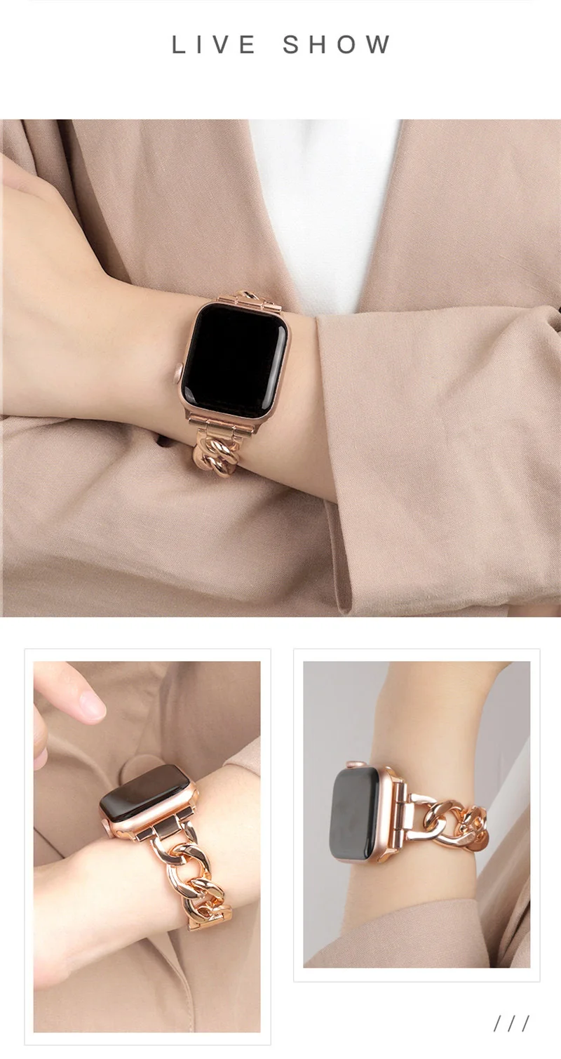 Metallisches Kettenarmband für Apple Watch 45mm 41 49 38 40 44 46 42mm Uhrenarmband für IWatch Series 4 5 6 7 8 se 9 10 11 12 Ultra – Detail 7