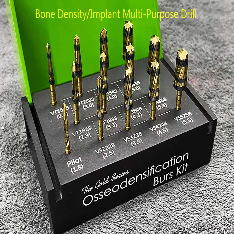 13 Cái/bộ Titan Nha Khoa Osseodensification Bur Thực Tập Cấy Ghép Răng Implant Xanh Bộ Phẫu Thuật Không Rỉ Sét