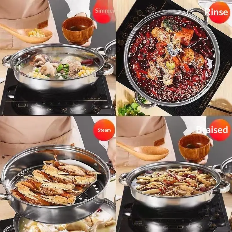 New Stainless Steel Single/Double-Layer Steamer Basket Strainer Pot Steaming Grid Thickened Generic Food Steam Rack Home Cooking