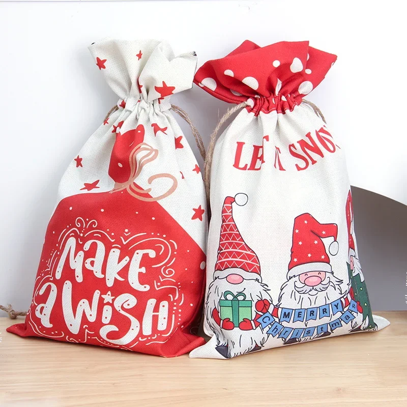 1PC Christmas Candy Bags Merry Christmas Cookie Package Halloween Home Decor Xmas Gunny Bag New Year Gift Festive Party Supplies