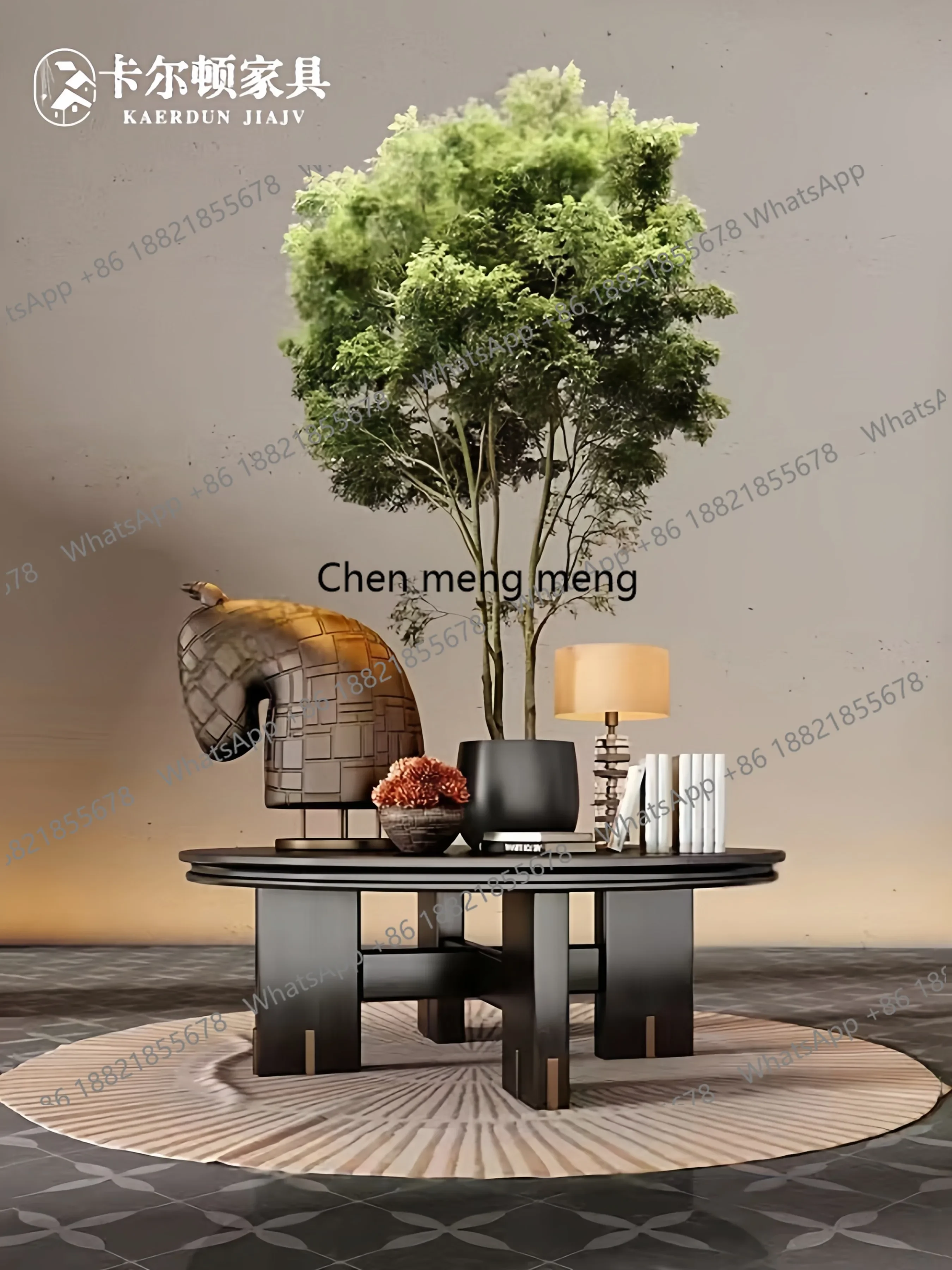 

Z136 Lobby Flower Terrace Sales Office End View Desk Decoration Feng Shui Terrace Club Hotel KTV Hall Set Table Large Round Tabl