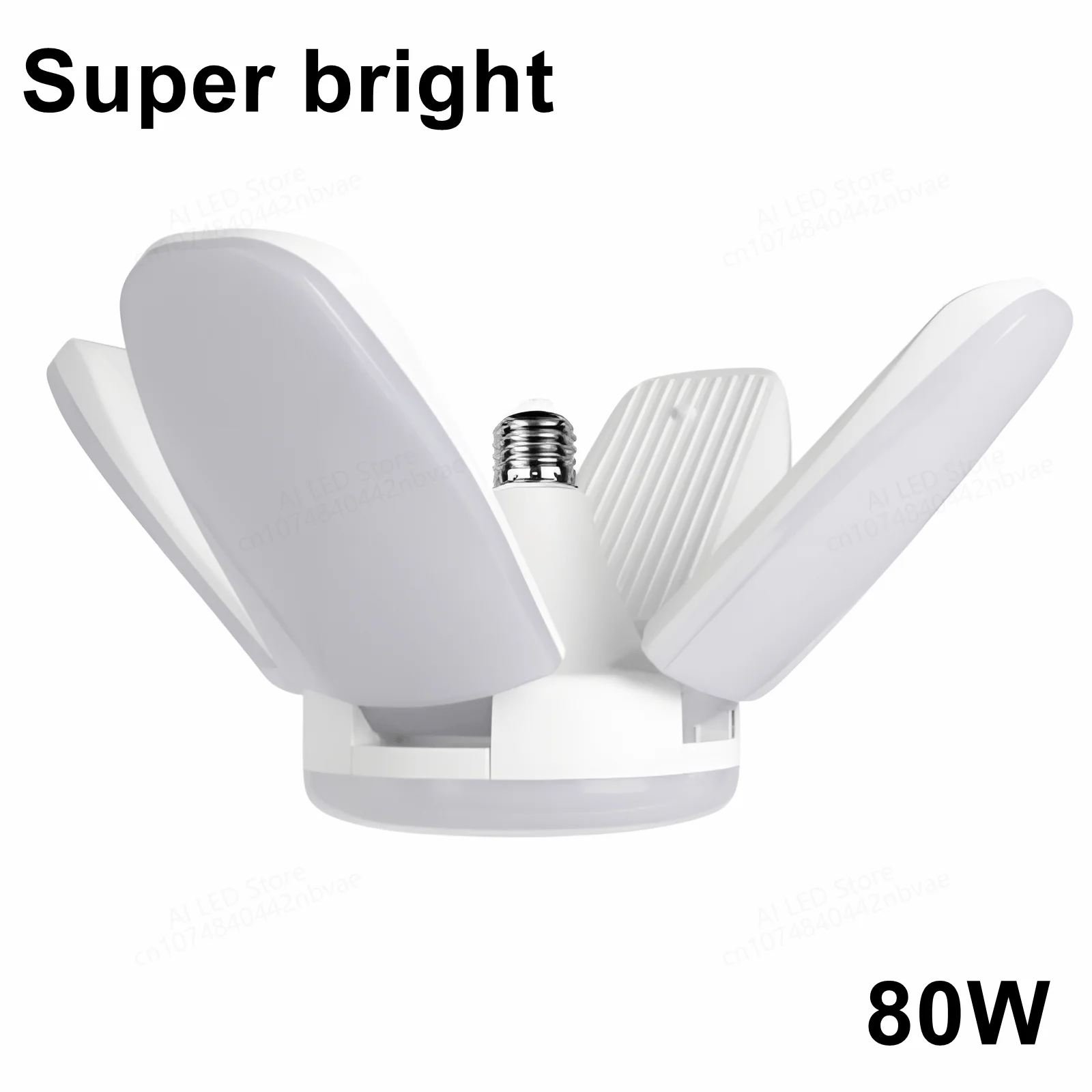 Lâmpada LED dobrável para teto doméstico, lâmpada temporizada, iluminação noturna, lâmina de ventilador, CA 220V, 110V, 80W, E27