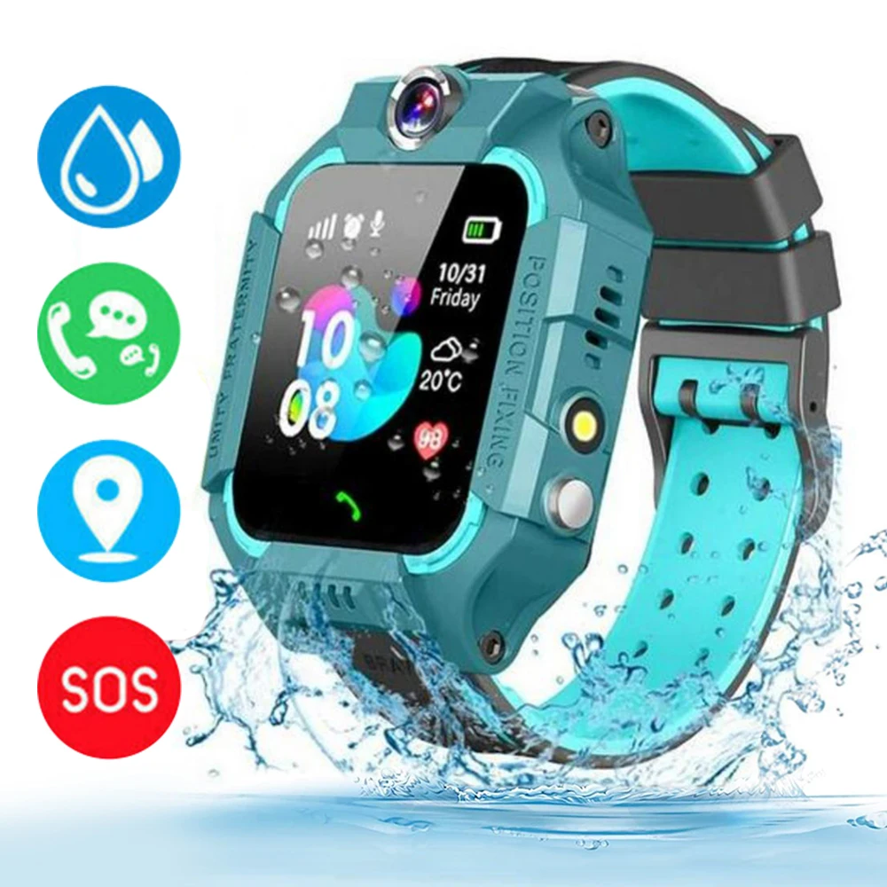 أطفال 2G ساعة ذكية SOS LBS المقتفي الموقع للأطفال SmartWatch كاميرا IP67 مقاوم للماء لعبة تعلم اتجاهين الاتصالات