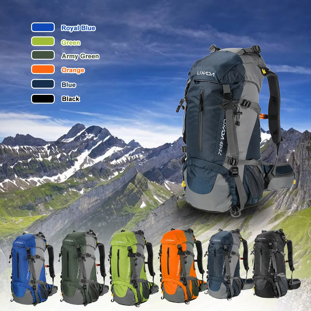 50L Waterproof Outdoor Sport Hiking Camping Travel Backpack Pack Mountaineering Climbing Trekking Bag Knapsack with Rain Cover