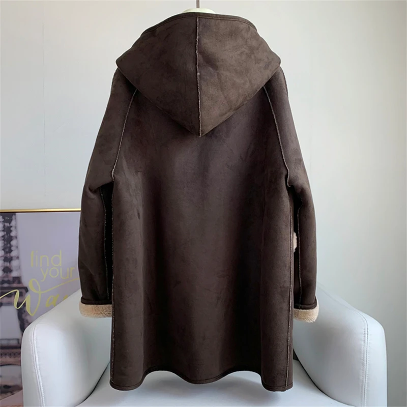 Casaco de ovelha Shearling quente dupla face feminino, Casaco longo de pele de cordeiro senhora, Sobretudo de inverno, Venda quente, JT3280