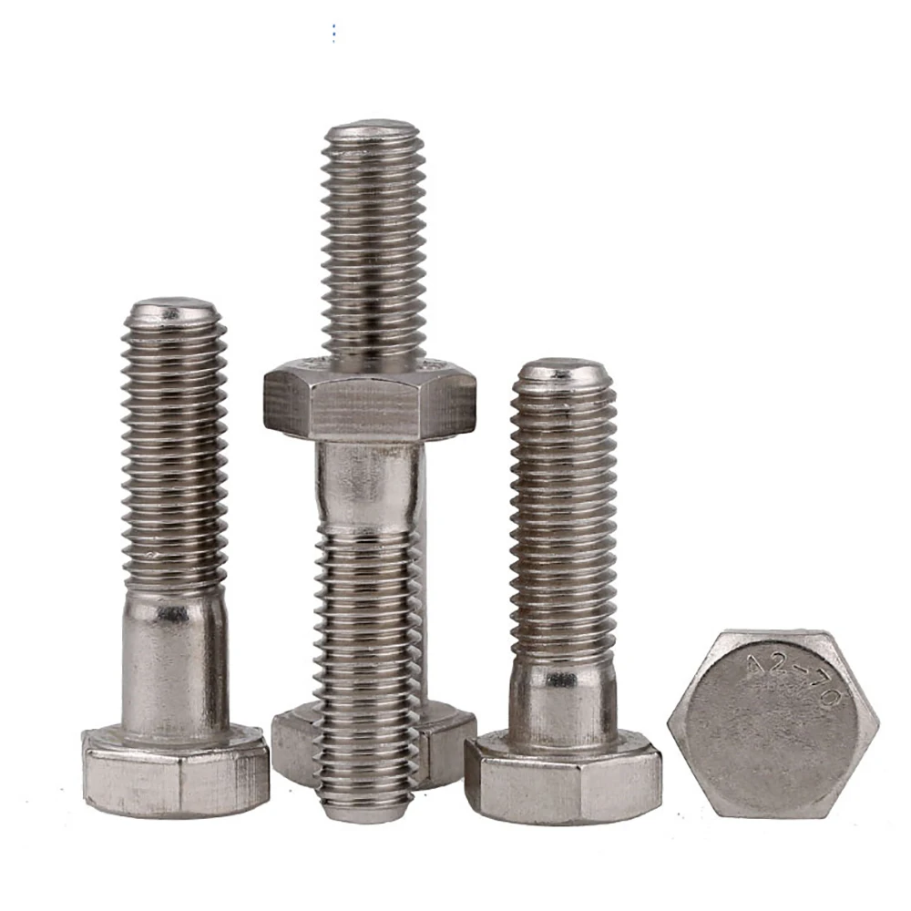Yiqianyuan 1/4 5/16 3/8 7/16 1/2 UNC DIN933 Hex Head Screws SUS304 Stainless Steel External Hexagon Head Bolts Partial Threaded
