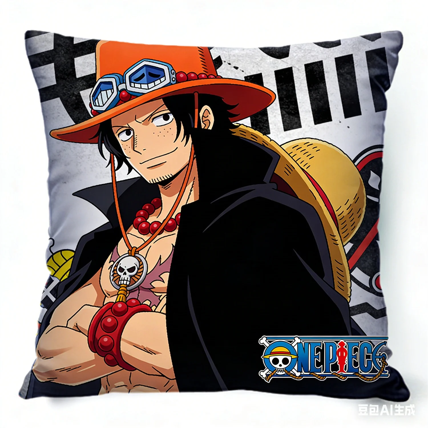 Kissenbezug mit One Piece Portgas D Ace Design, dekorativer Kissenbezug für Schlafzimmer, Sofa, Wohnzimmer, Heimdekoration