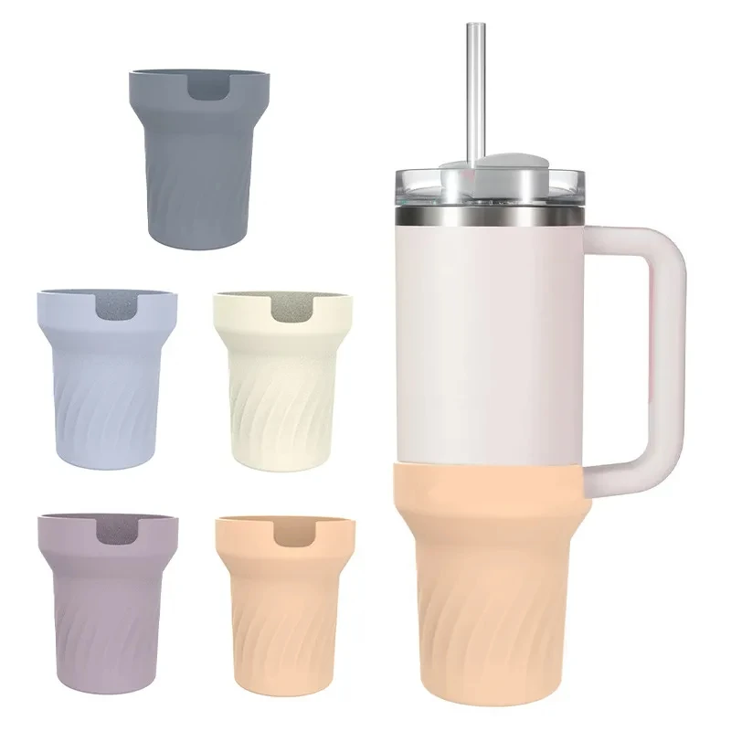 Thick Wave Pattern Silicone Cup Bottom Shockproof Anti Slip Sleeve Cover Silicone Cup Bottom Protective Sleeve Fit for Stanley