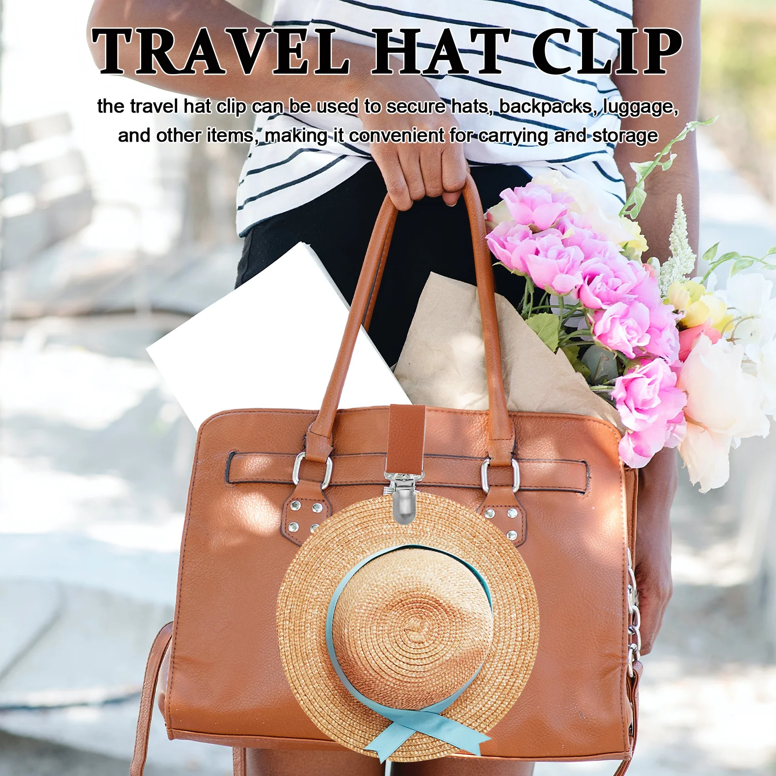 

2Pcs Travel PU Hat Clip Multifunctional Holder for Backpack Luggage Baseball Hat Retainers Lightweight Portable