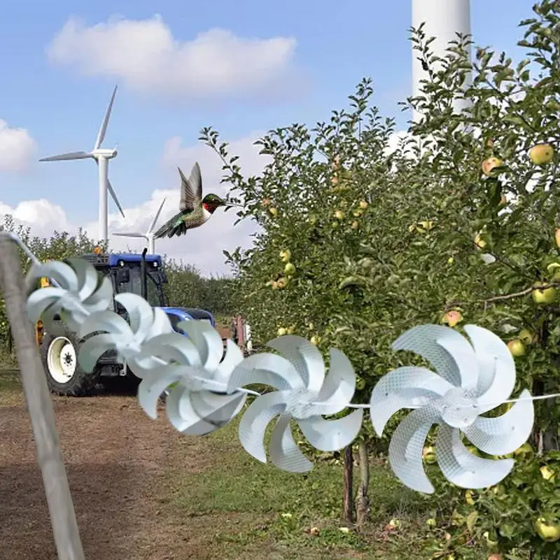 8pcs Anti Bird Laser Windmill Bird Repeller Windmill Silver Pinwheels Reflective Bird Scare Deter-rent Driving Windmill String view 2