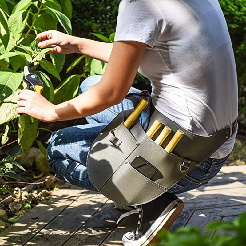 Mulitfunctional Imitation Leather Garden Tools Belt Holster Adjustable Waist Waterproof Gardening Work Apron Bag for Case