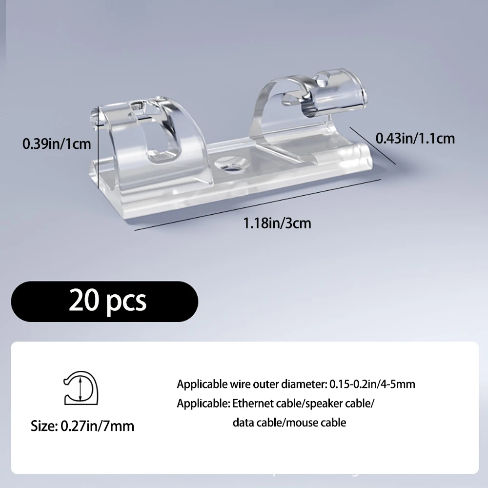 20 pcs wire organizer acrylic adhesive wire fixing buckle, nail free, traceless wire clip, sorting and routing wire clip